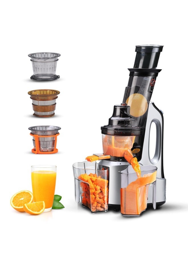 AGARO Imperial Slow Juicer Professional Cold Press Whole Slow Juicer, 240 Watts Power Motor, 3 Strainers, All-in-1 Fruit & Vegetable Juicer, Grey/Black - Image 1